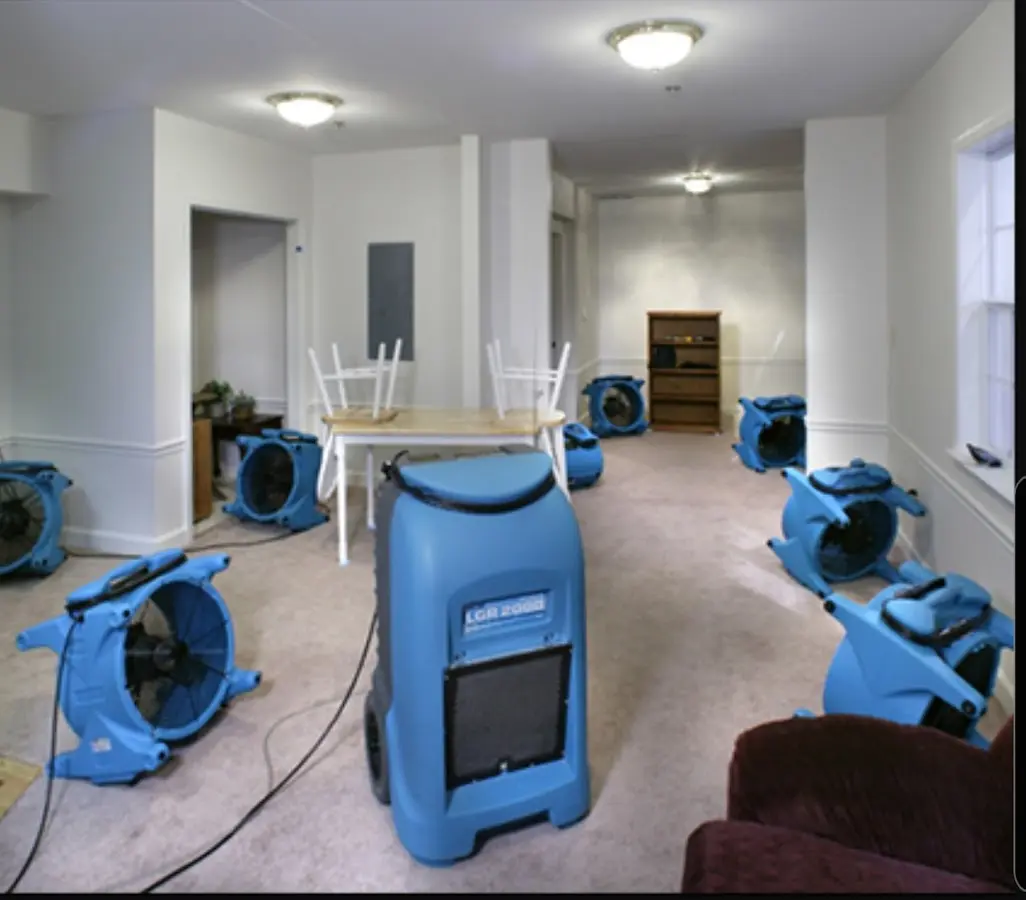 Air movers and dehumidifier setup for Water Extraction & Removal in Brooksville